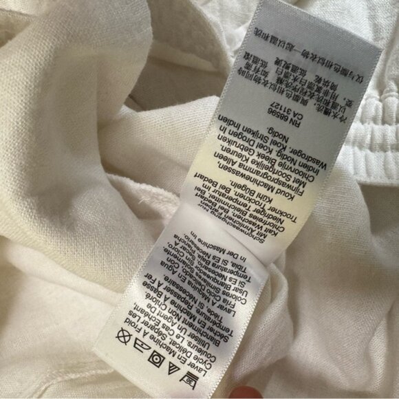 DKNY Pure NEW Linen Cotton Wide Leg Pockets Pull On Pants Crop Light Minimalist - Picture 10 of 11